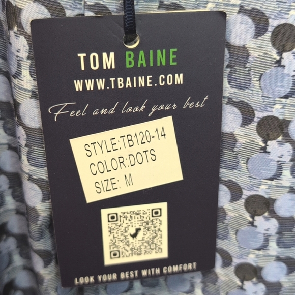 Tom Baine Comfort 4-Way Stretch Winkle Free Performance Dress Shirt NWT Size M - Picture 5 of 8